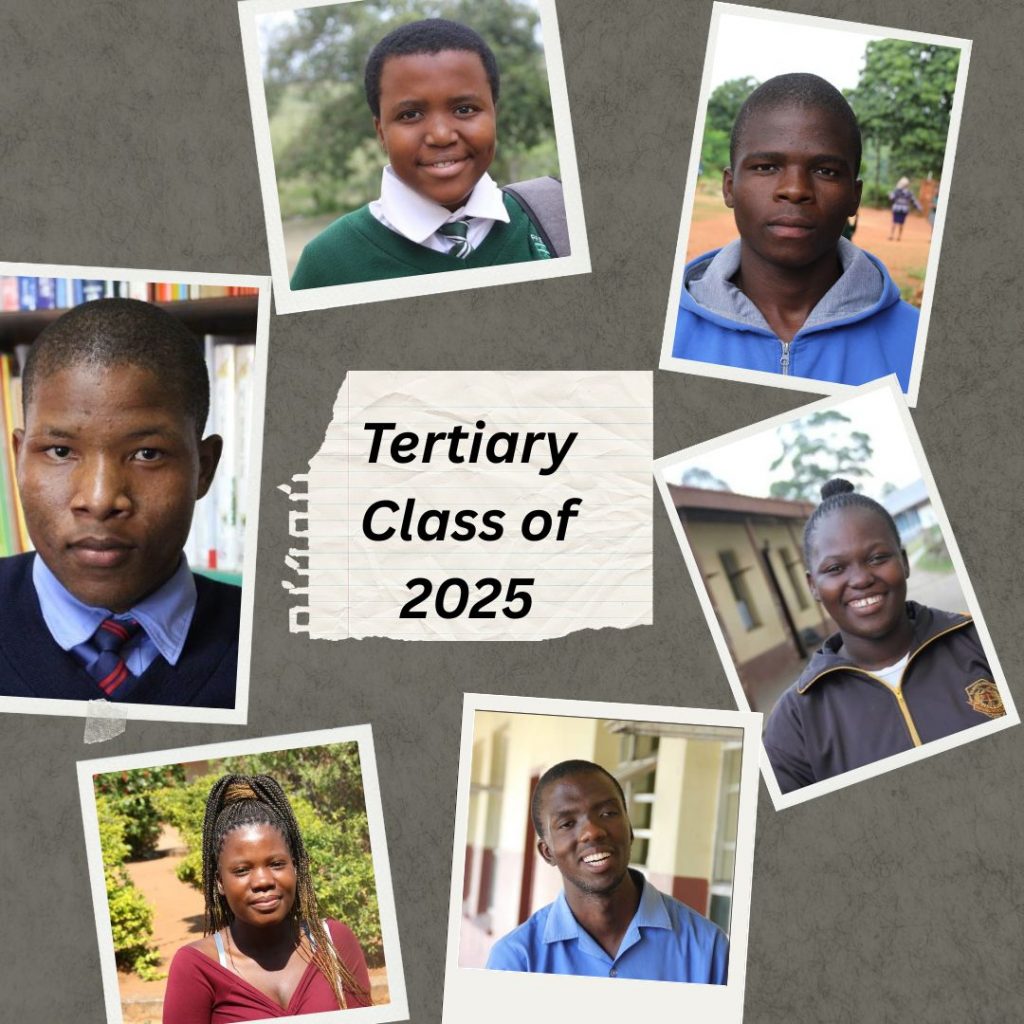Pictures of the six sponsored children starting tertiary education in 2025
